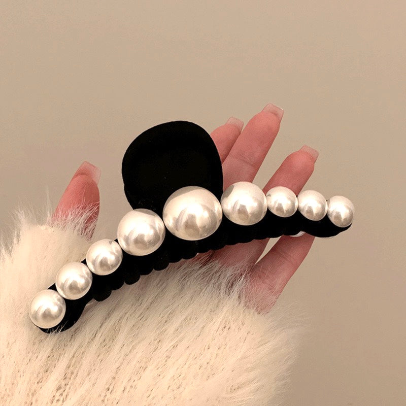 Velvet Heart Hair Claw - Pearl Accent Clip