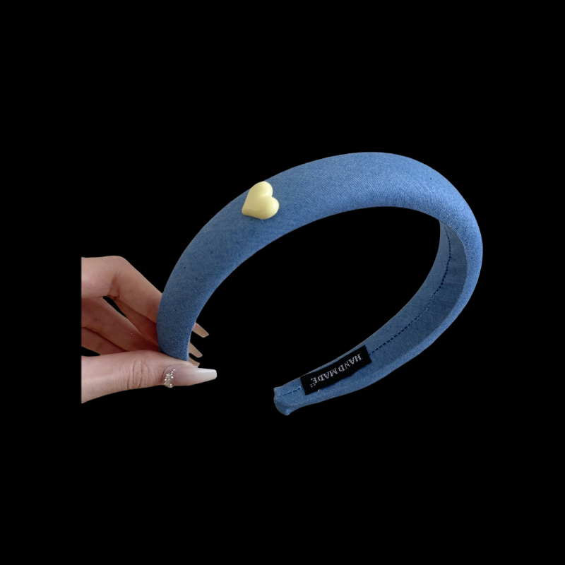 Denim & Hearts Headband - Retro Blue Hair Accessory (Sweet & Edgy Styles)