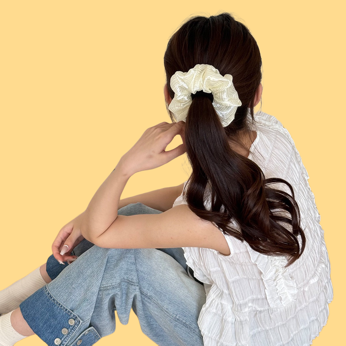 Crushed Chiffon Scrunchie - Luminous Textured Hair Tie (5 Colours)