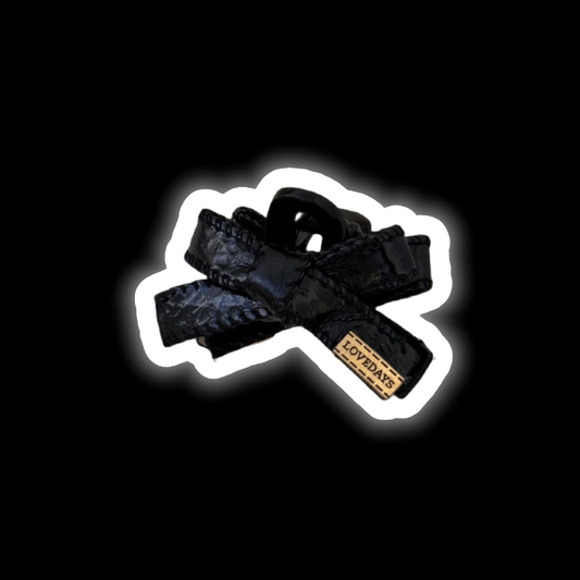 Leather Bow Clip - Gold Logo Hair Claw (3 Colors)
