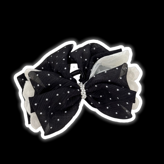 Starry Mesh Hair Claw - Pearl Bow Clip