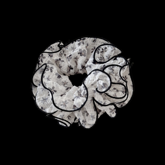 Cherry Blossom Scrunchie - 4-Layer Ruffle Hair Tie (French Lazy Girl Style)