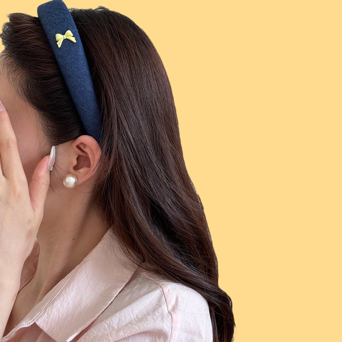 Denim & Hearts Headband - Retro Blue Hair Accessory (Sweet & Edgy Styles)