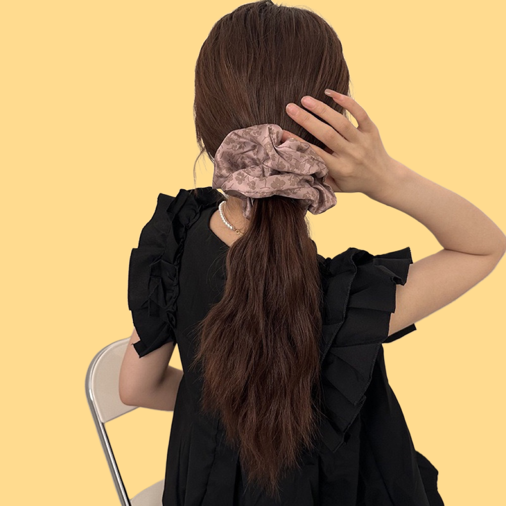 Floral Print Scrunchie - Elegant & Versatile Hair Tie