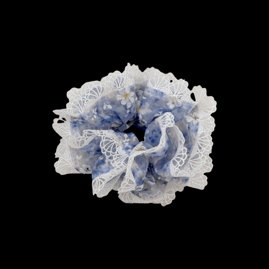 Floral Tulle Scrunchie - Boho Fringe Hair Tie (Summer Island Collection)