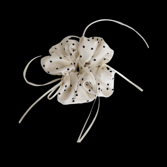 Polka Dot Satin Scrunchie - Ballet-Inspired Elegance
