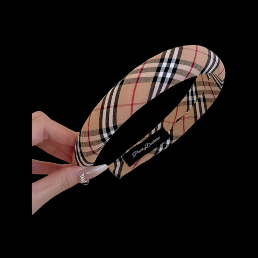 Vintage Plaid Headband - British Academia Style