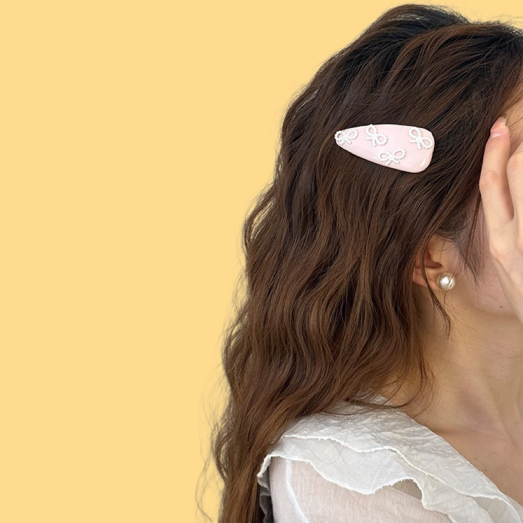 Leather Pearl Hair Clip - Hipster Bow Clip (5 Colors)