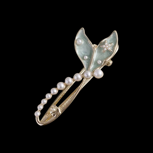 Mermaid Tail Hair Clip - Ethereal Pearl & Resin Design (Trendy Side Hair Accessory)