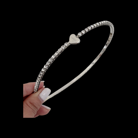Crystal Heart Headband - Glam Hair Jewelry (Gold/Silver Sparkle)
