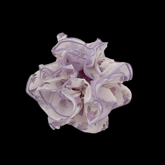 Lavender Floral Mesh Scrunchie - Dreamy & Delicate