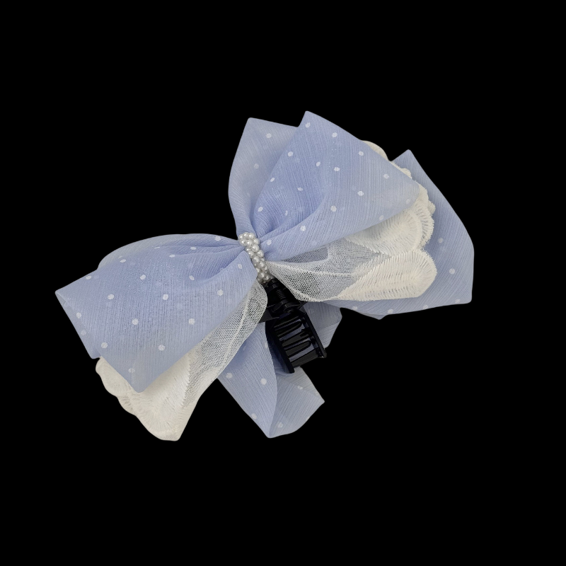 Starry Mesh Hair Claw - Pearl Bow Clip