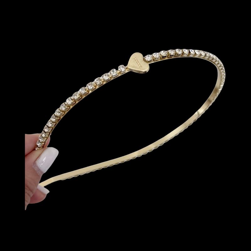 Crystal Heart Headband - Glam Hair Jewelry (Gold/Silver Sparkle)