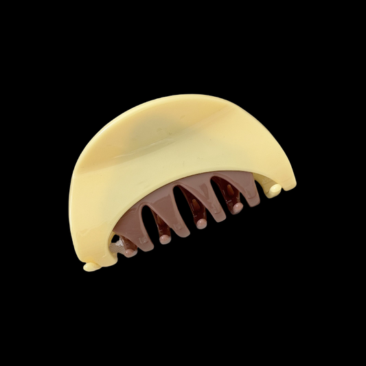 Duo-Tone Half Moon Claw Clip - Europe Minimalist Hair Grabber (Teeth Color Options)