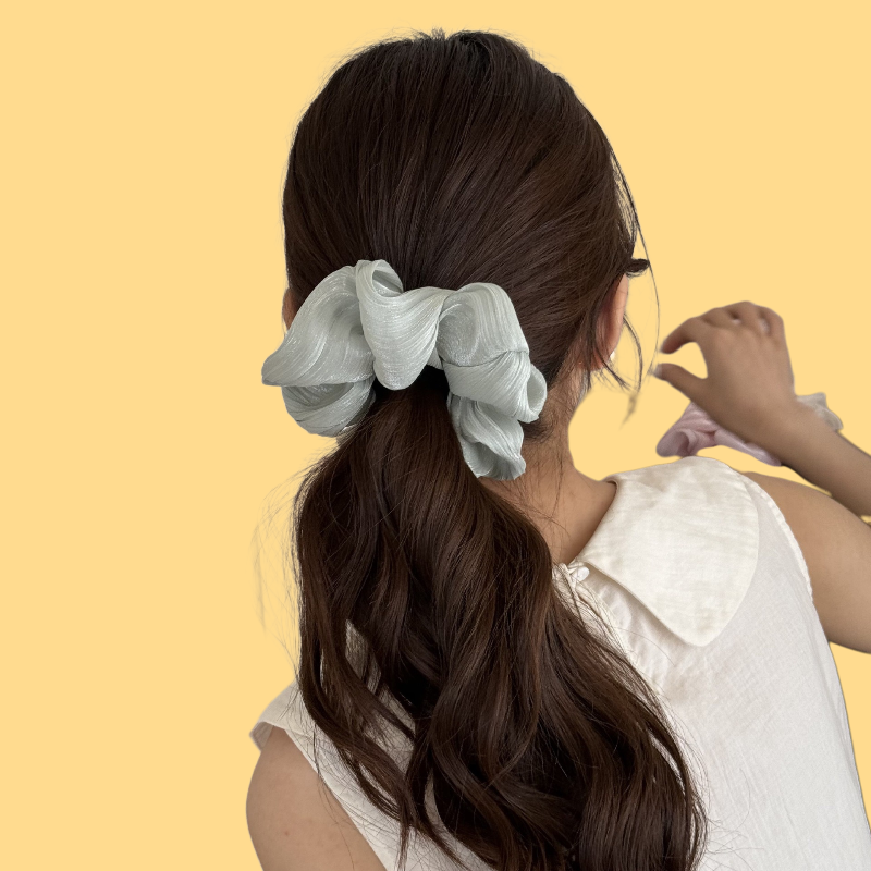French Pearl Satin Scrunchie - Elegant & Shimmery