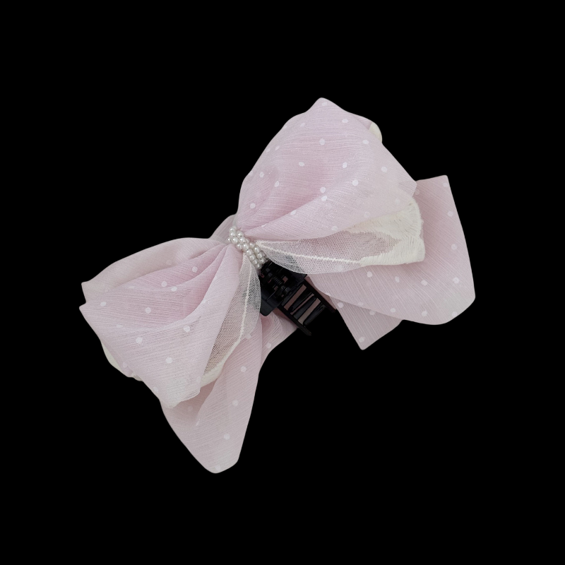 Starry Mesh Hair Claw - Pearl Bow Clip