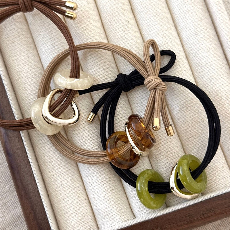 Circular High-Stretch Hair Ties （Khaki/Green）