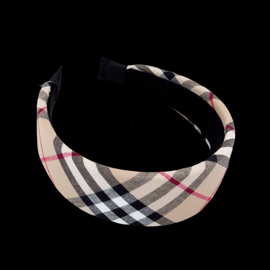 Classic Plush Checkered Headband - French Elegance