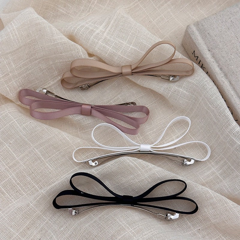French Bow Hair Clip - Minimalist Snap Clip (4 Colors)