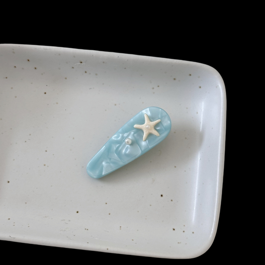 Ocean Breeze Hair Clips - Pearl & Shell Side Clips (Dopamine Beach Collection)