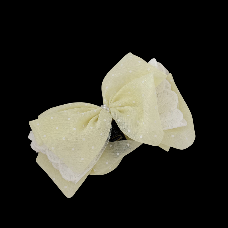Starry Mesh Hair Claw - Pearl Bow Clip