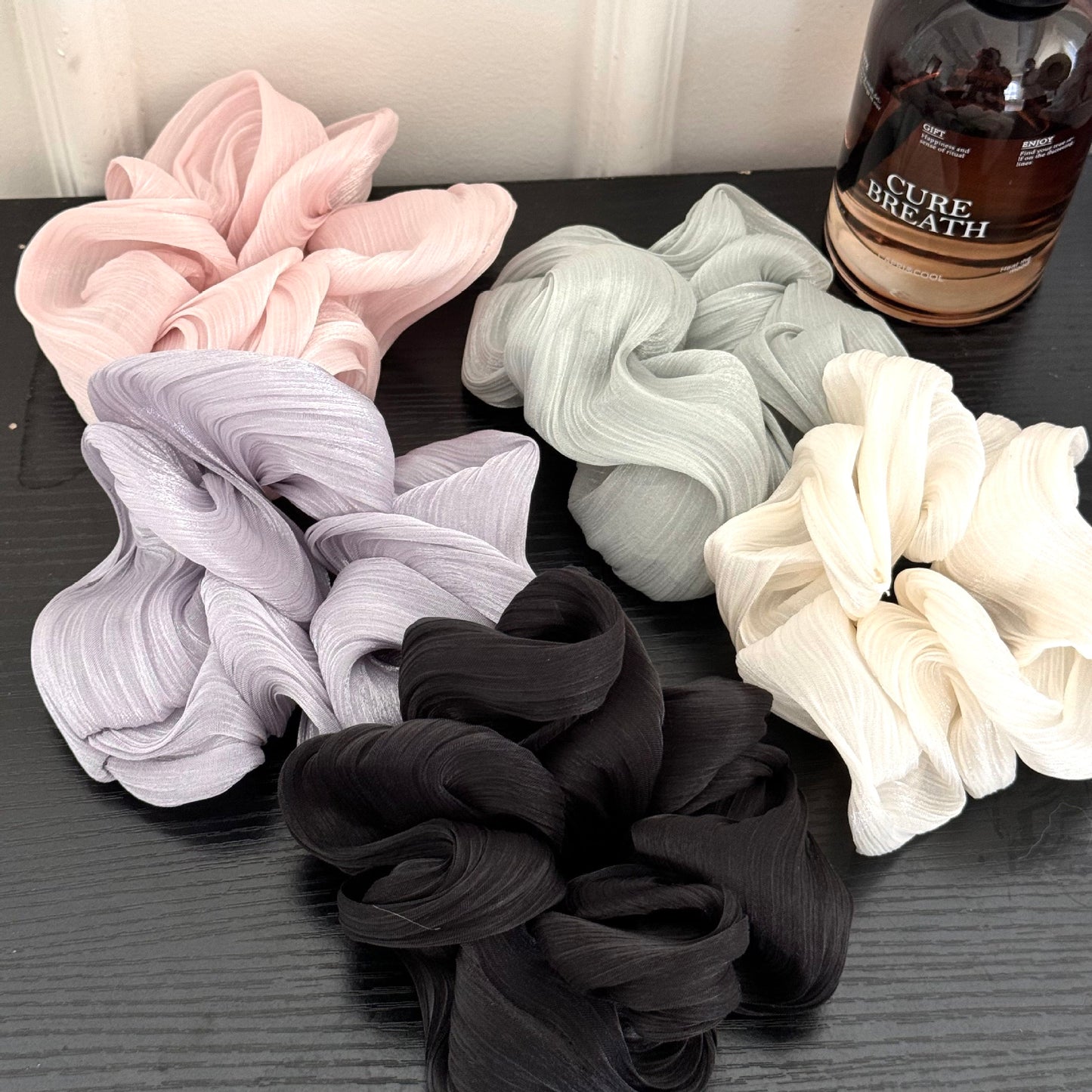French Pearl Satin Scrunchie - Elegant & Shimmery