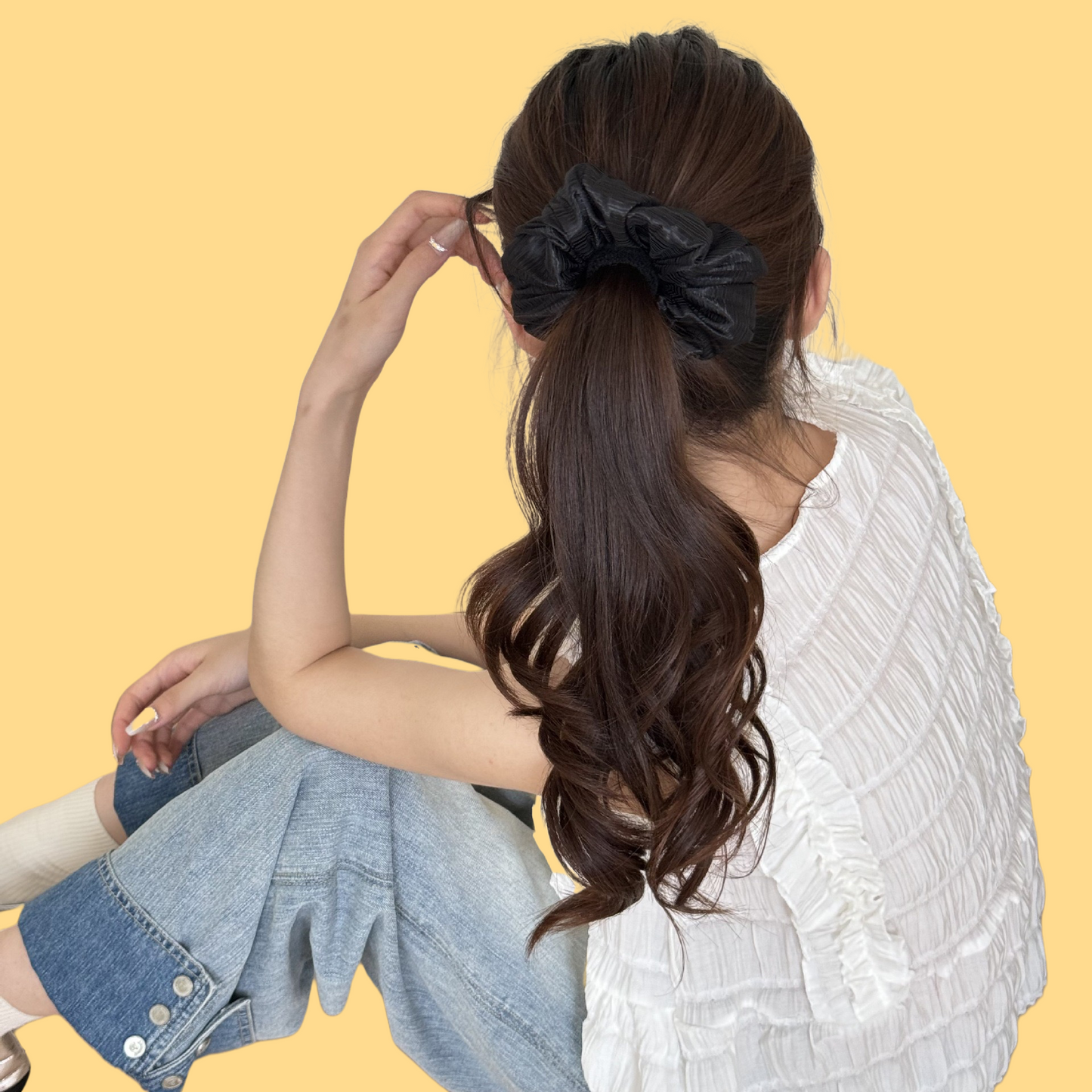 Crushed Chiffon Scrunchie - Luminous Textured Hair Tie (5 Colours)